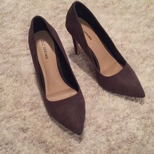 Grey suede pumps